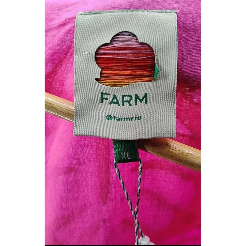 Farm Rio Jungle Scarf Wrap Midi Dress Pink Red Size XL New With Tags - Picture 11 of 11